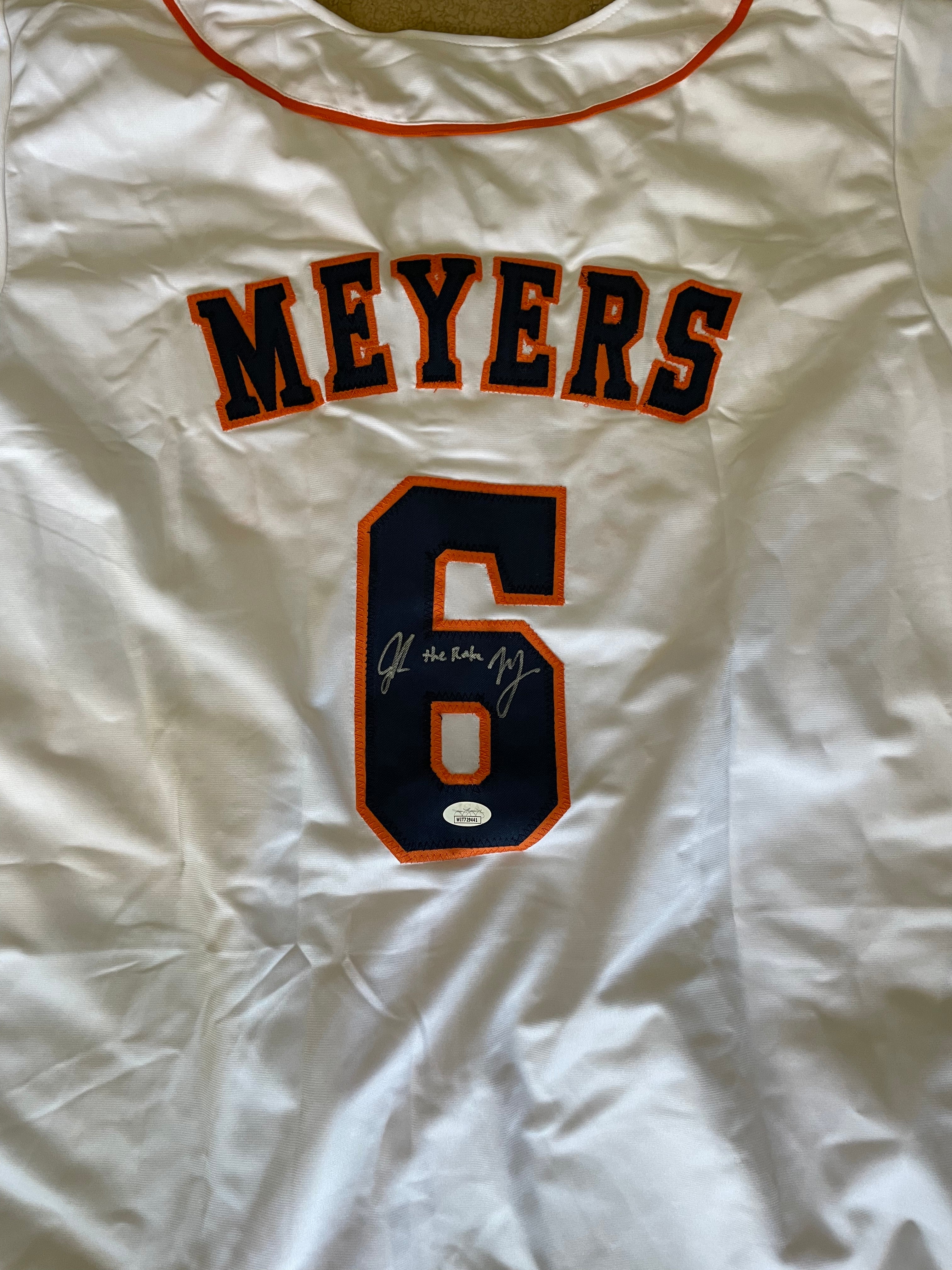Jake Meyers Autographed Custom White Jersey with The Rake Inscription image 0