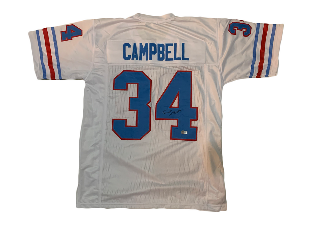 Earl Campbell Autographed Custom White Oilers Jersey image 0
