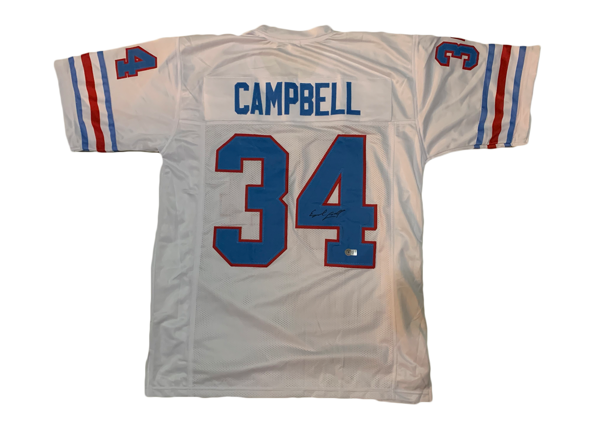 Earl Campbell Autographed Custom White Oilers Jersey image 0