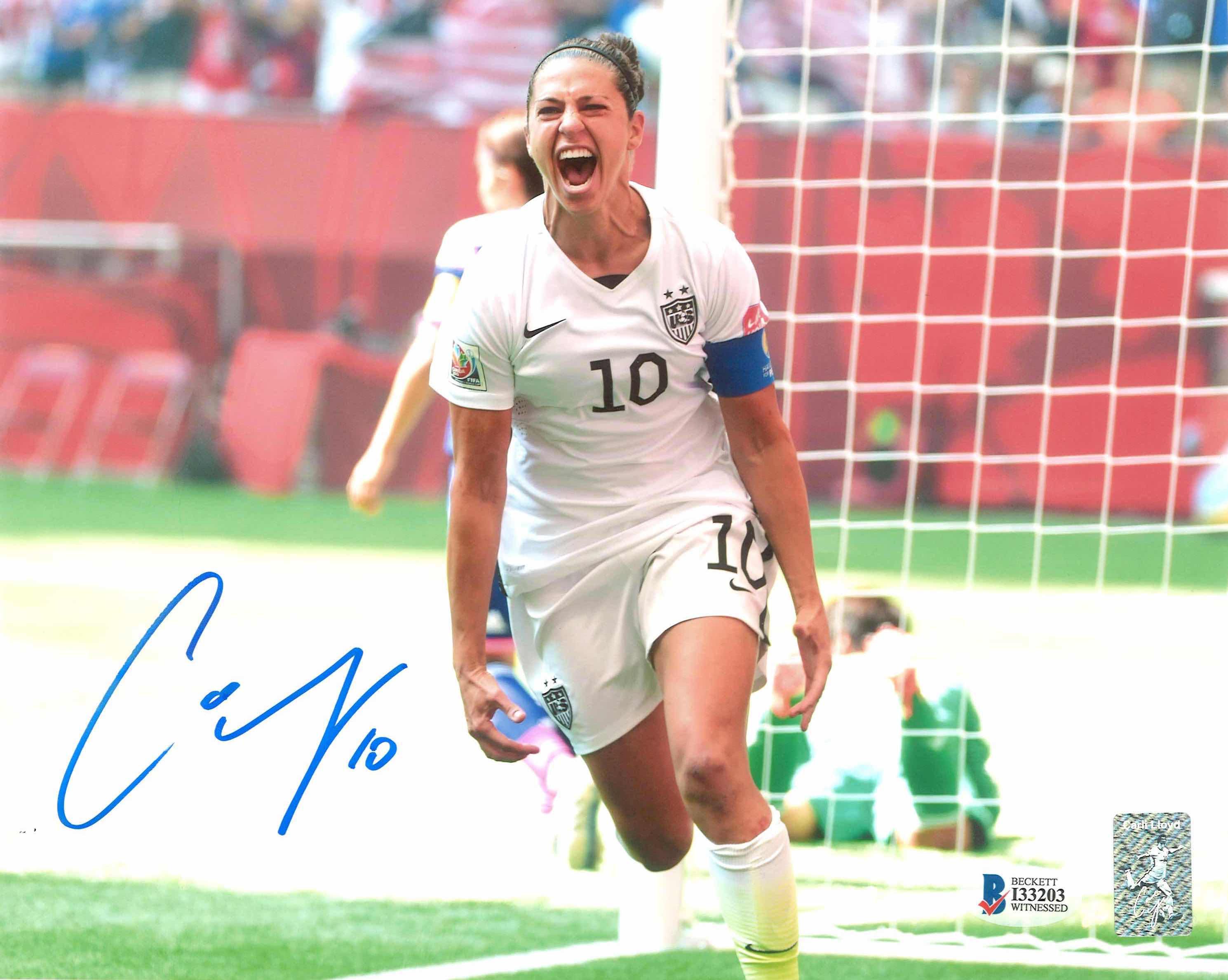 Carli Lloyd Autographed US Women's Soccer 8x10 Photo image 0