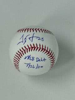 Taylor Jones Autographed Baseball/MLB Debut 7/26/20 image 0