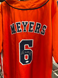 Jake Meyers Autographed Custom Orange Jersey with The Rake Inscription image 0
