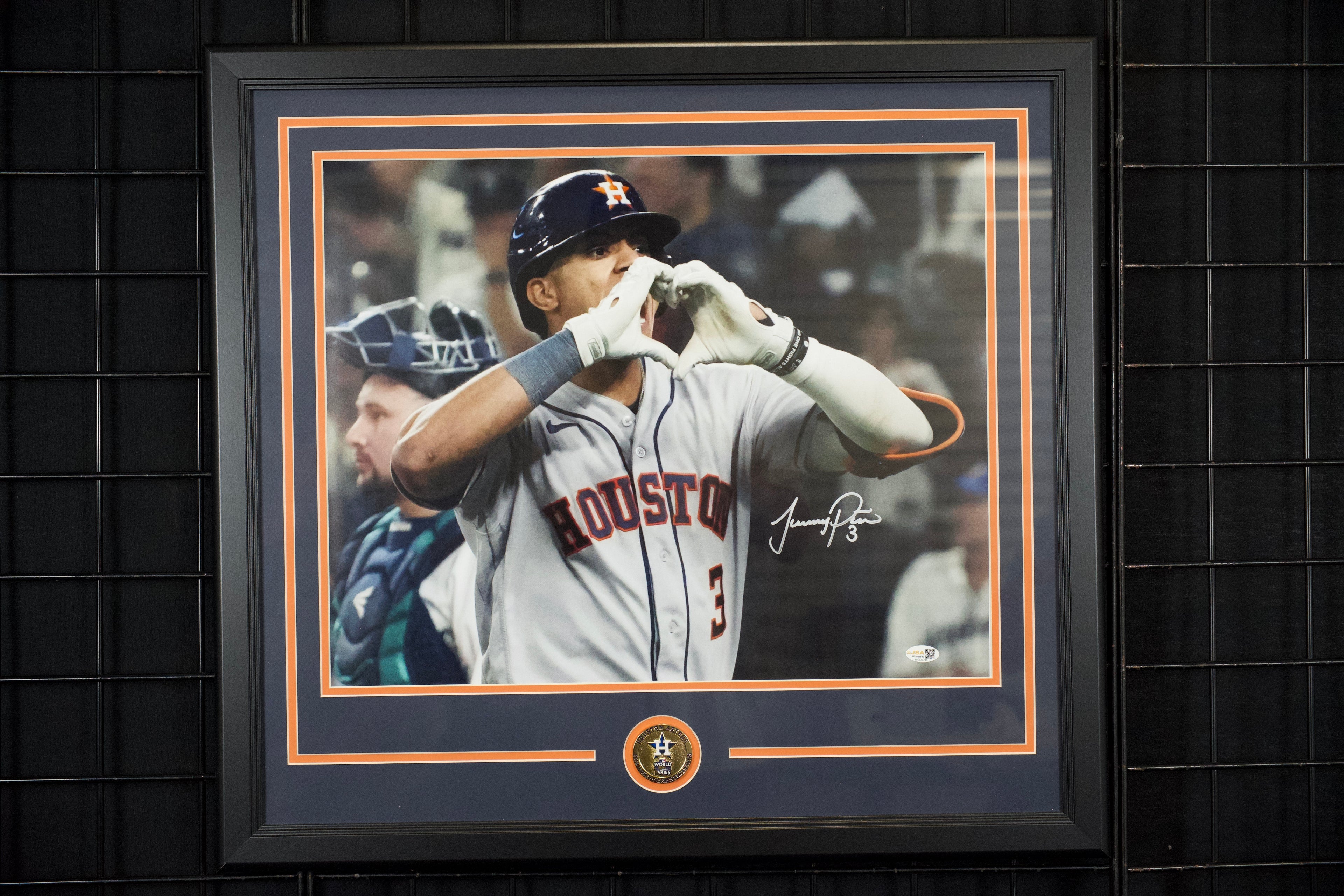 Jeremy Pena Framed Autographed Astros 16x20 Heart Hands Photo