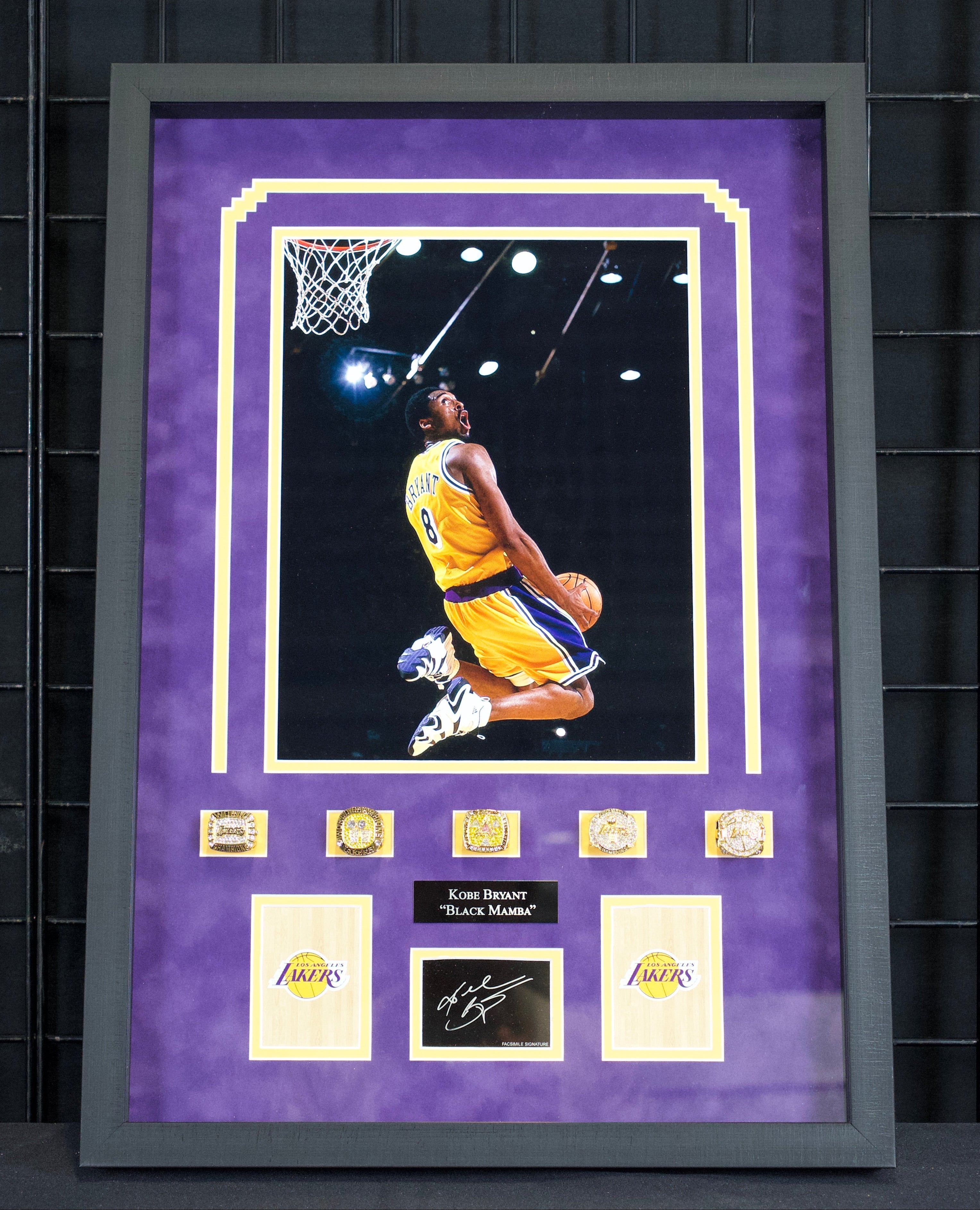 Kobe Bryant 5-ring Los Angeles Lakers NBA Champions Frame