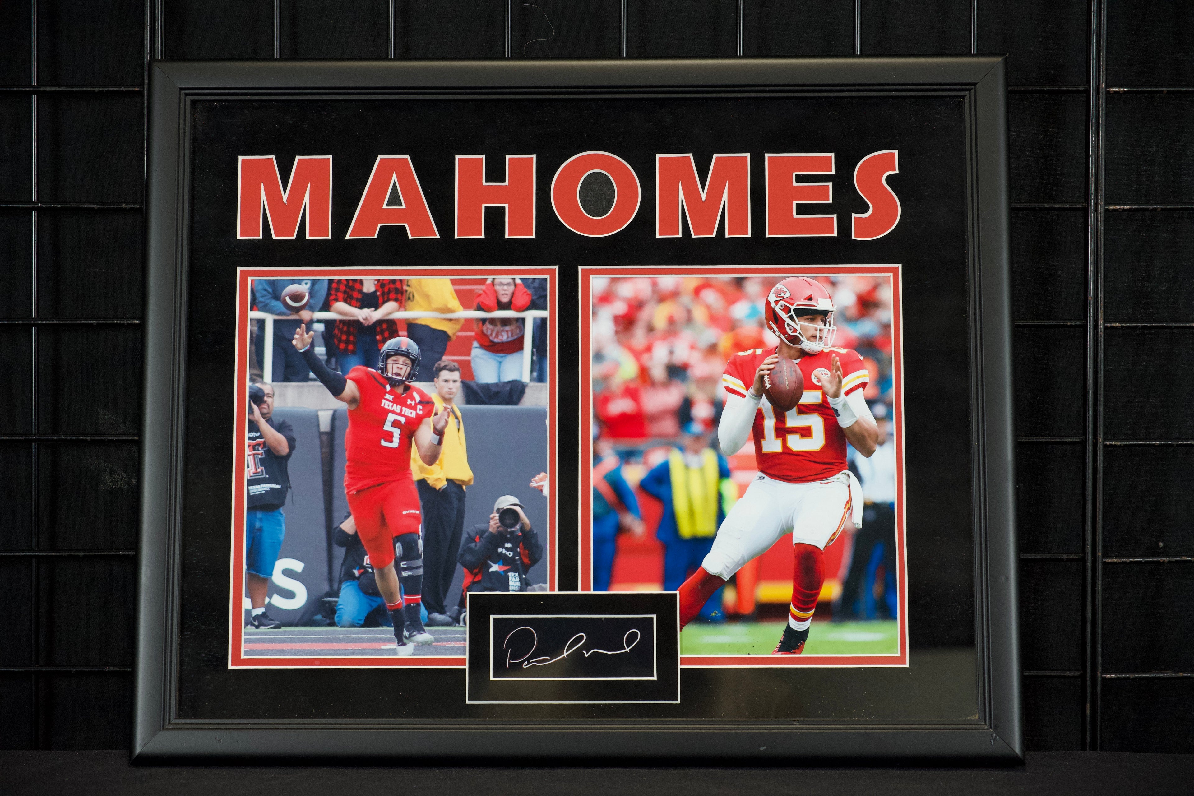 Patrick Mahomes Texas Tech & Chiefs Framed Facsimile