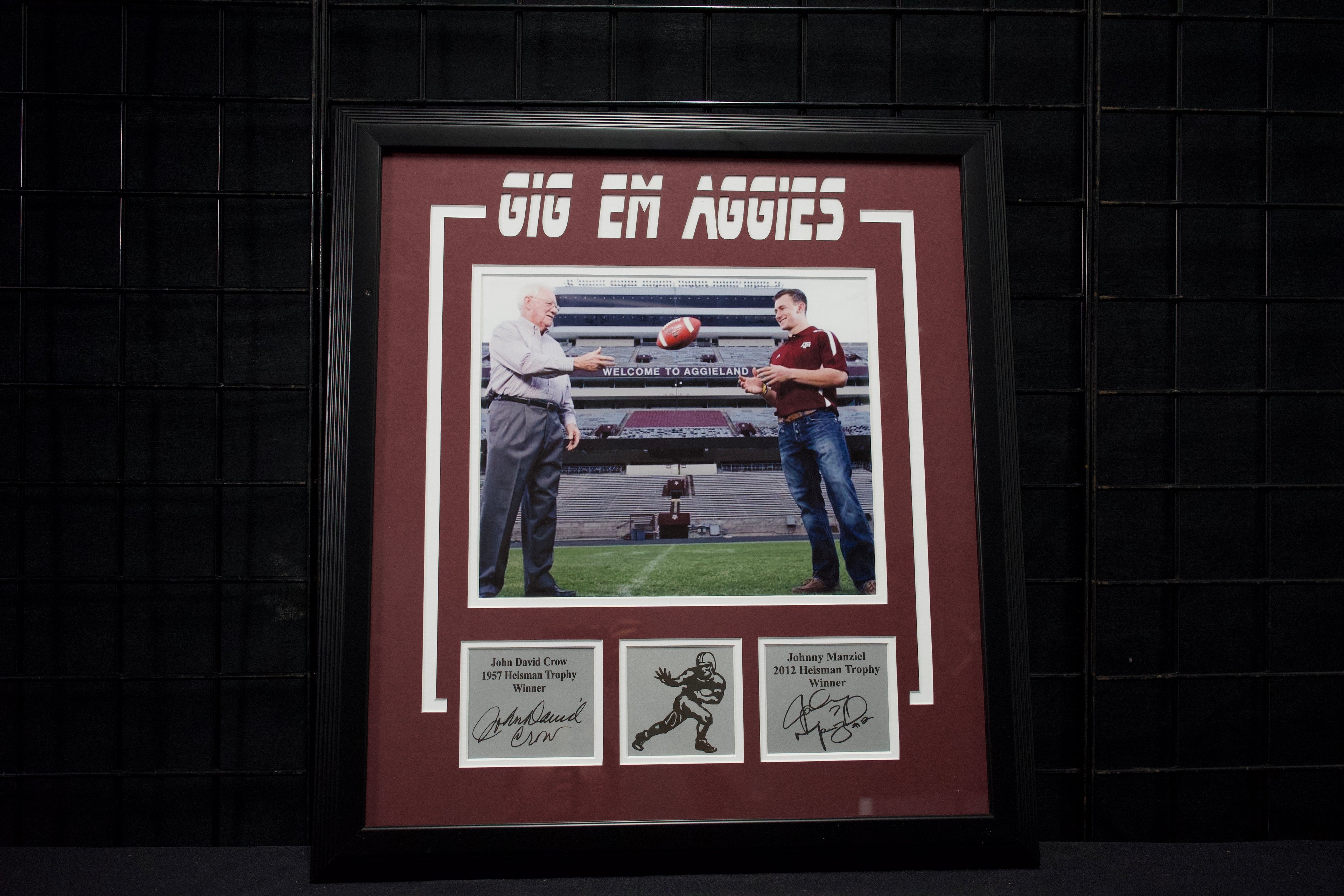John David Crow and Johny Manziel Framed Facsimile