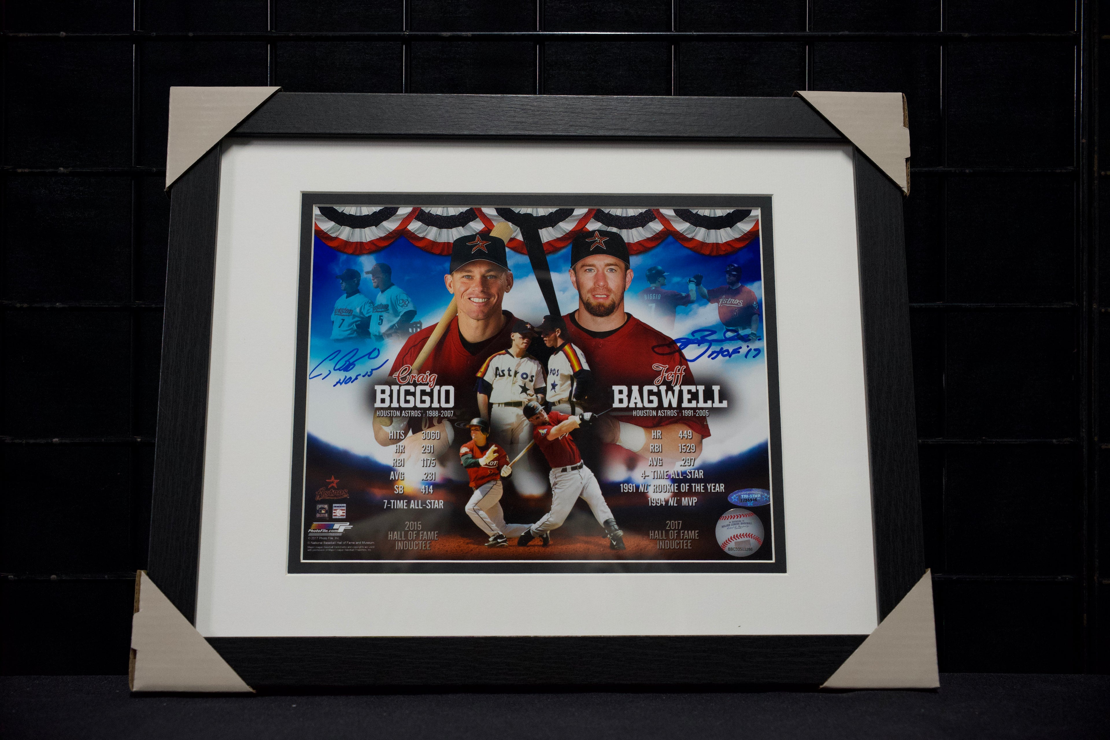 Craig Biggio & Jeff Bagwell Framed Autographed Astros 8x10 HOF Photo