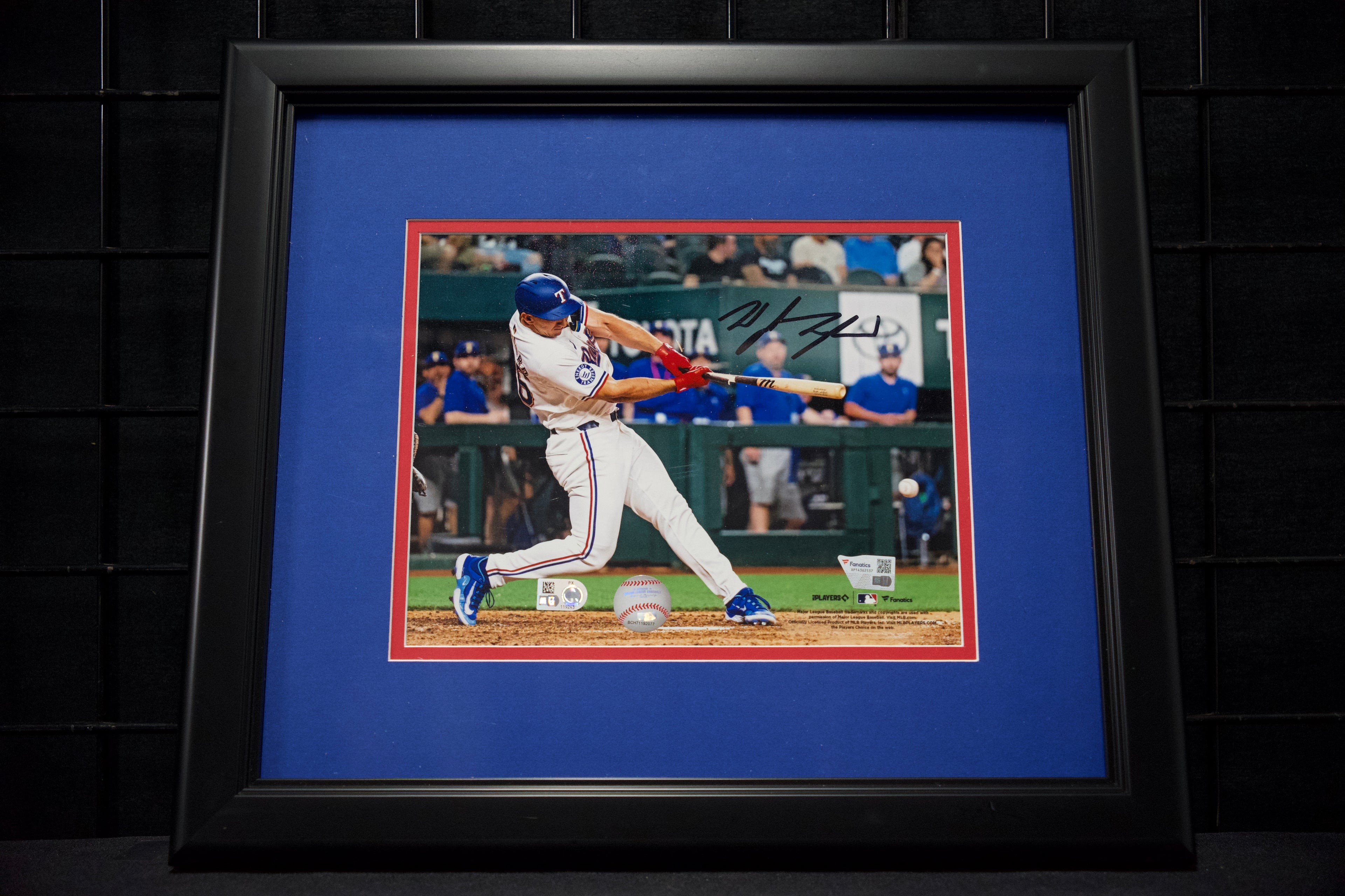 Wyatt Langford Framed Autographed Rangers 8x10 Photo