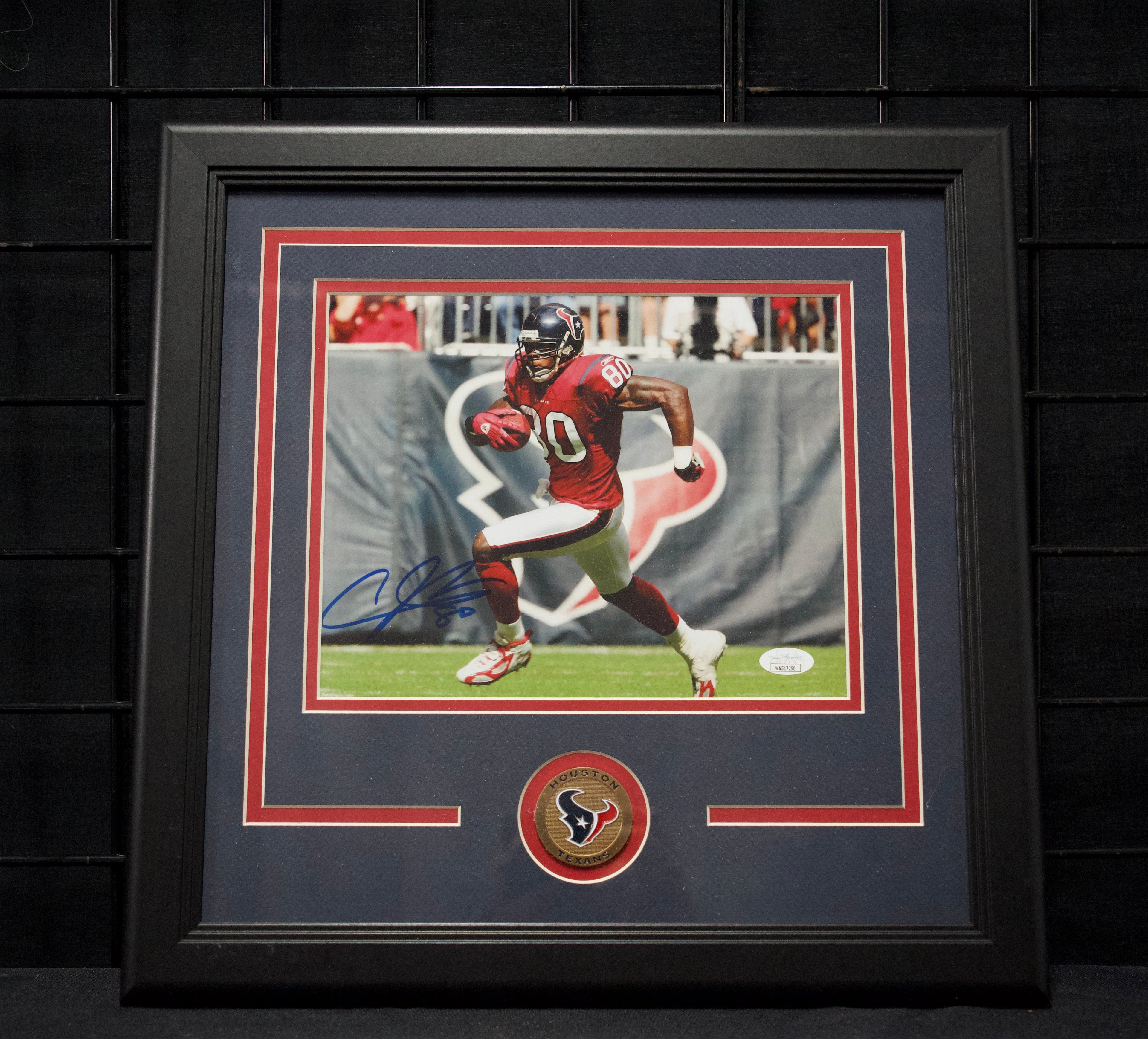 Andre Johnson Framed Autographed Texans 8x10 Running Photo