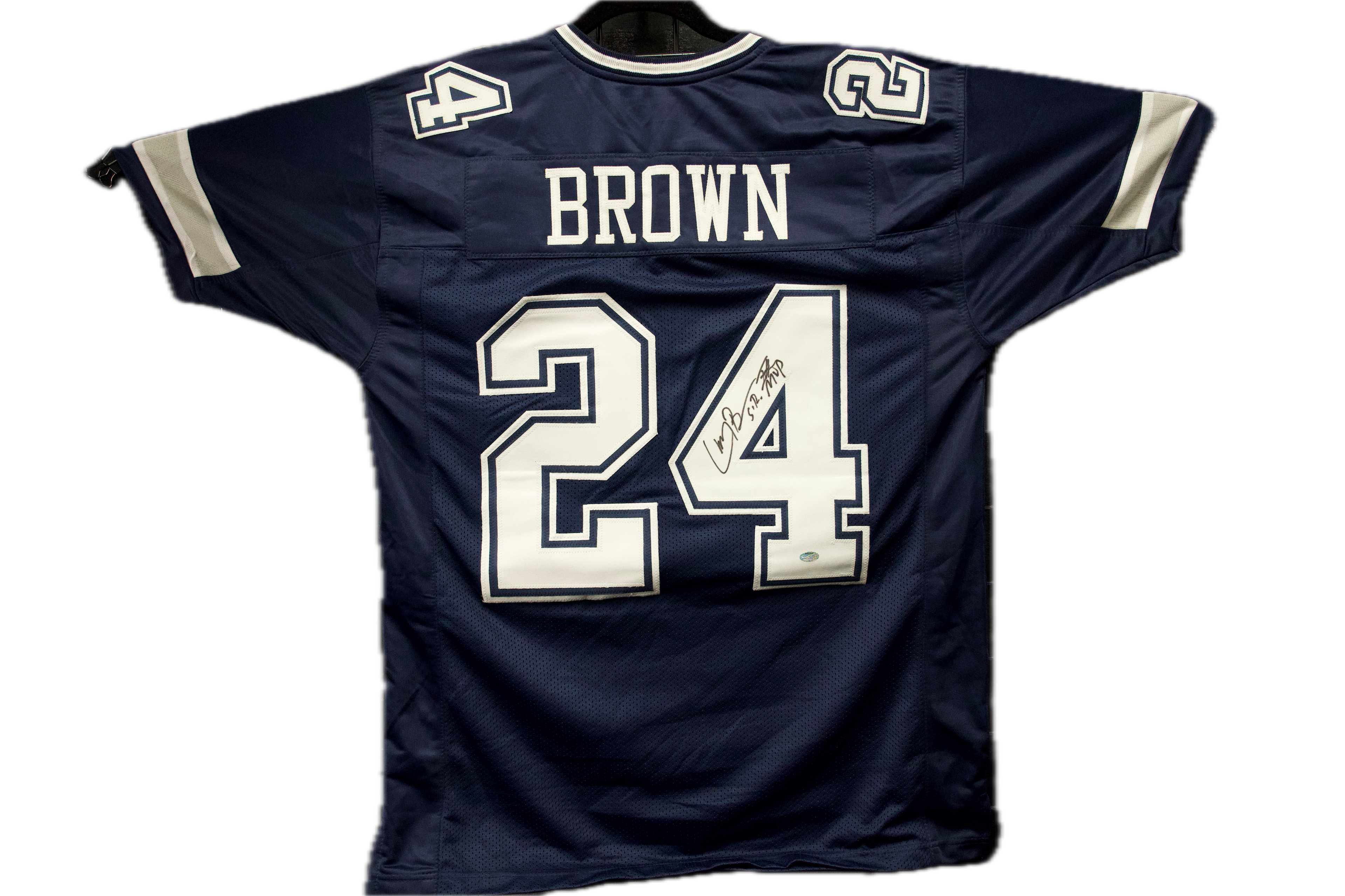 Larry Brown Autographed Custom Dallas Cowboys Navy Jersey