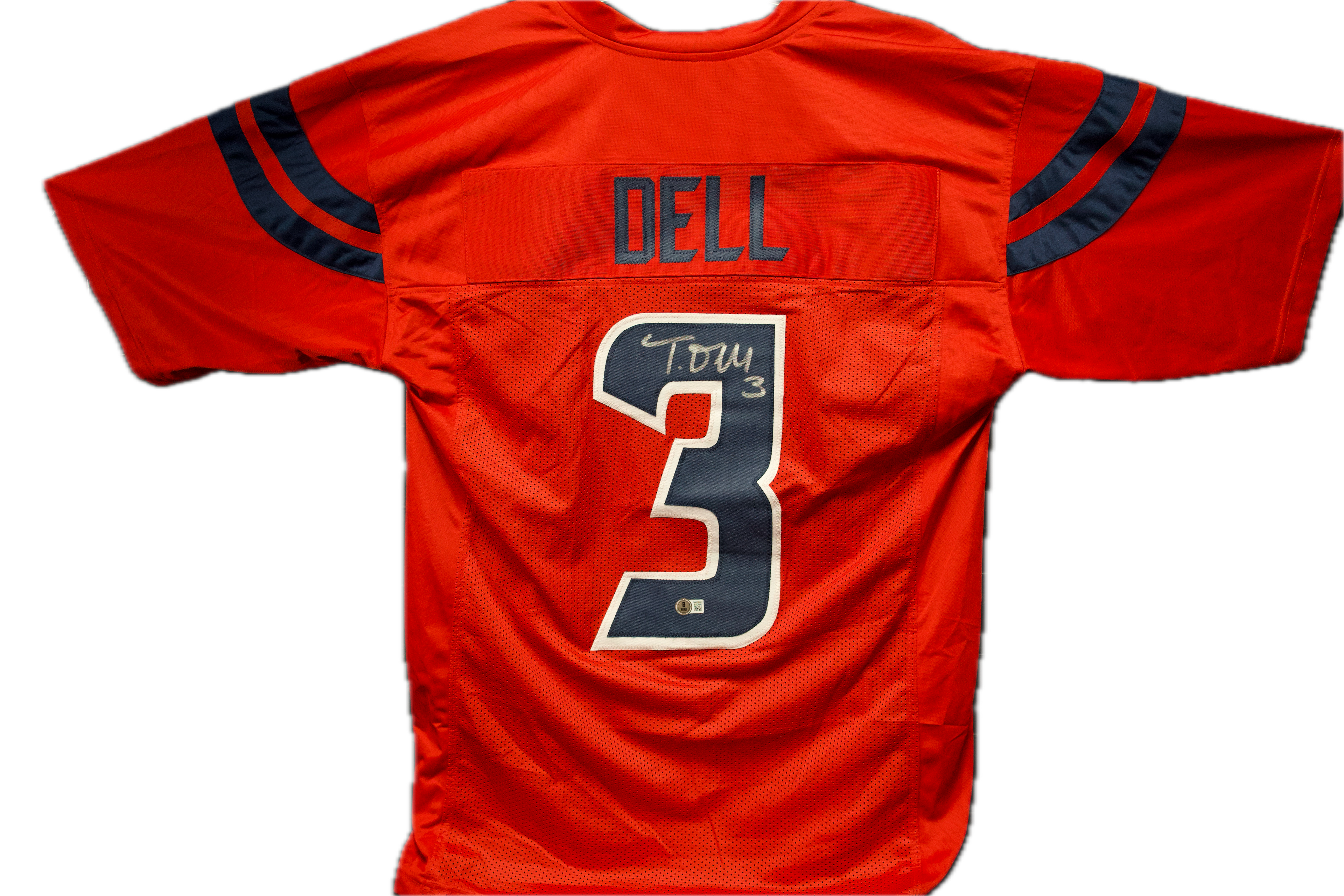 Tank Dell Autographed Custom Houston Texans Red Jersey