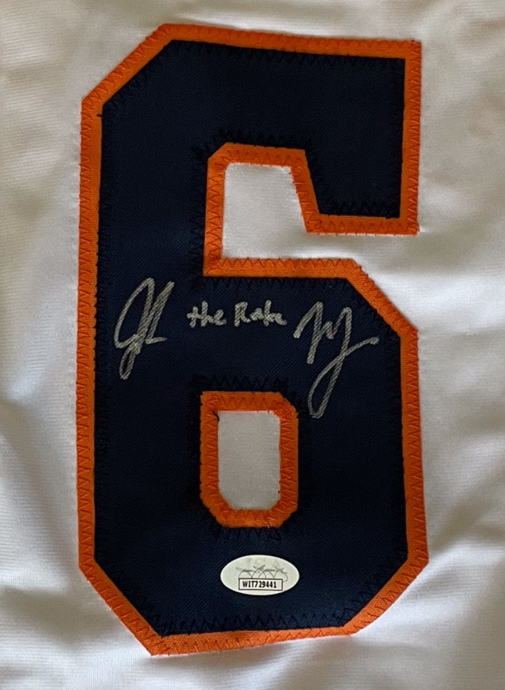 Jake Meyers Autographed Custom White Jersey with The Rake Inscription image 1