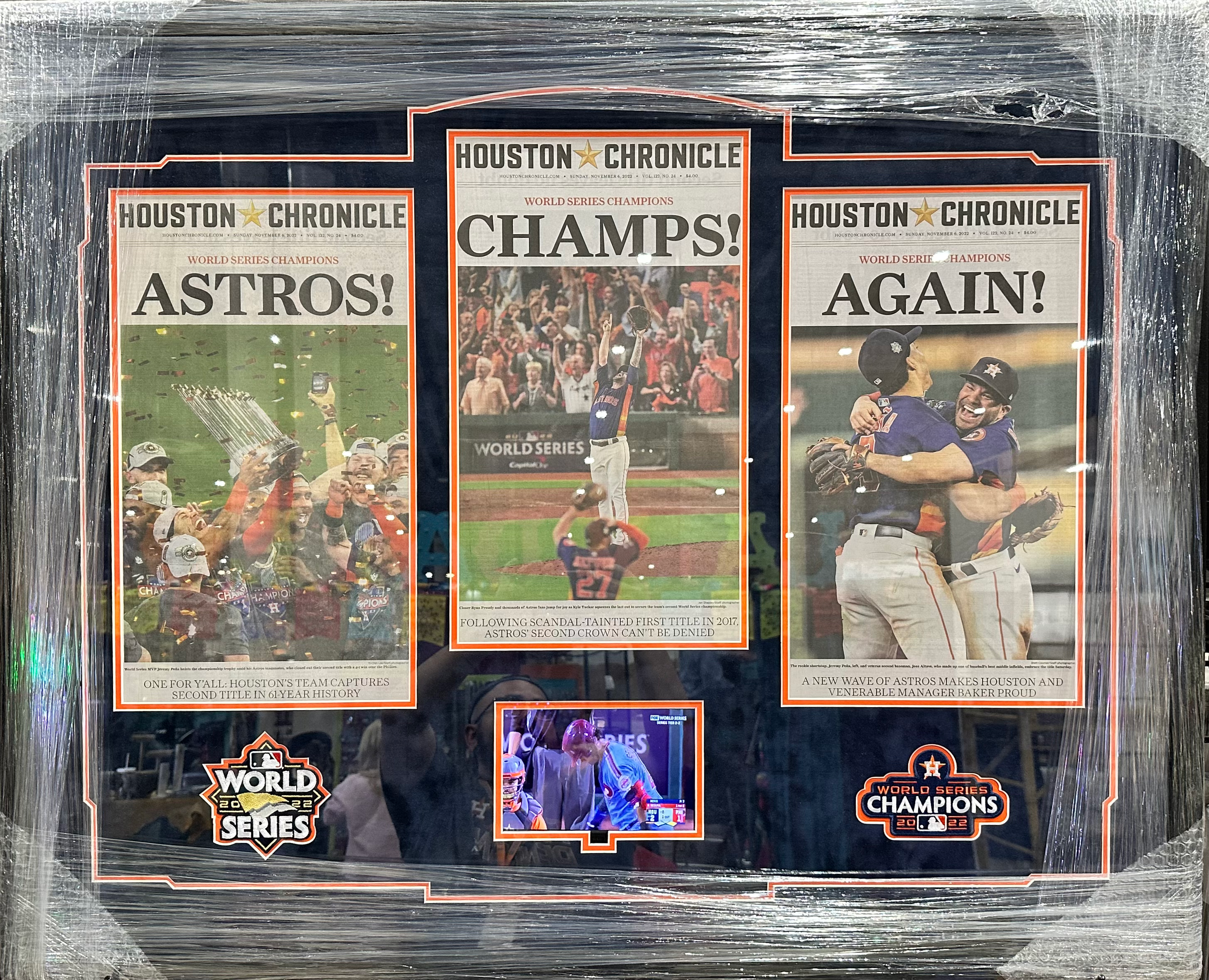 Astros 2022 World Series Champs with Newspapers & Video image 0
