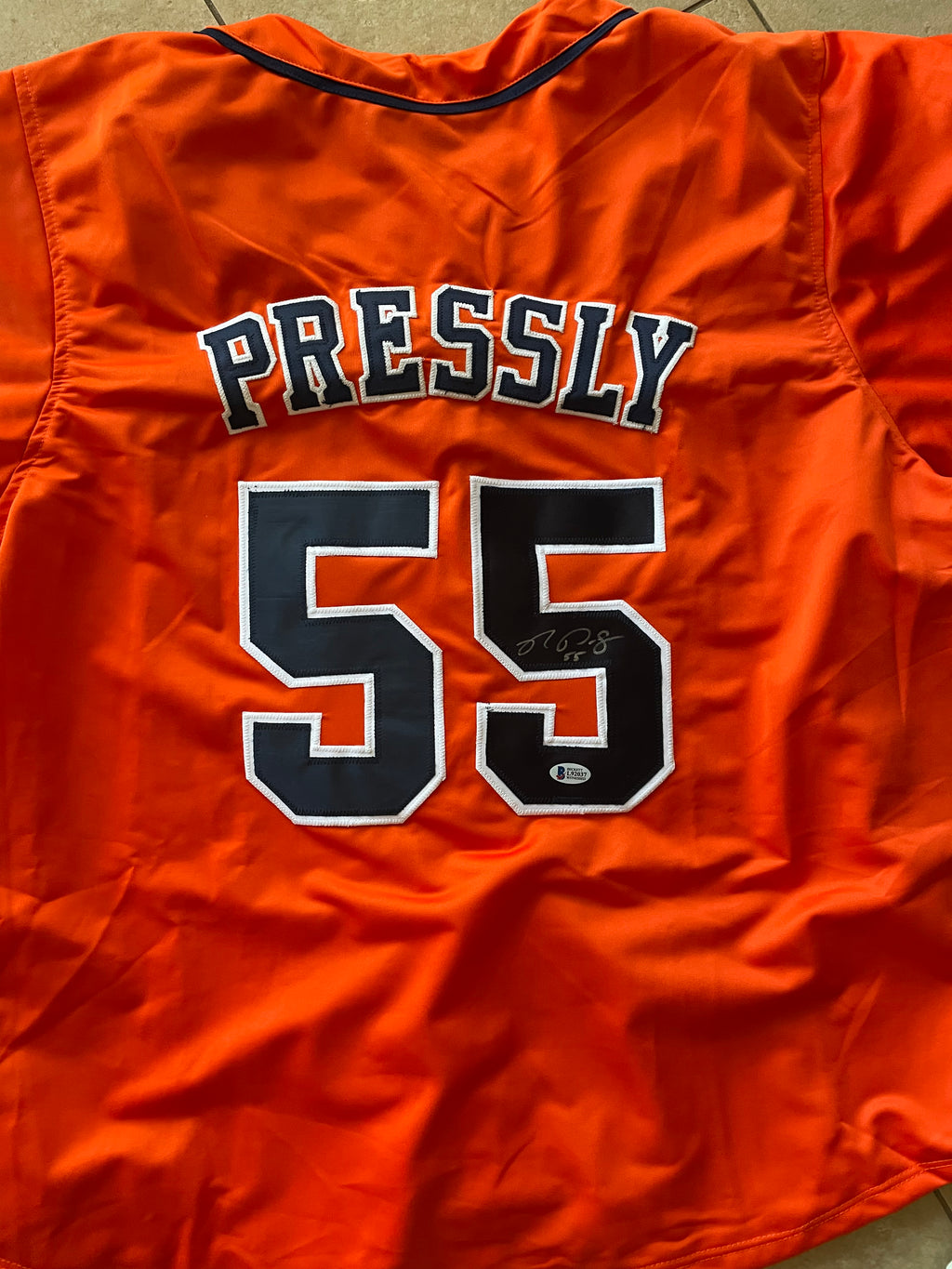 Ryan Pressley Autographed Custom Orange Jersey image 0