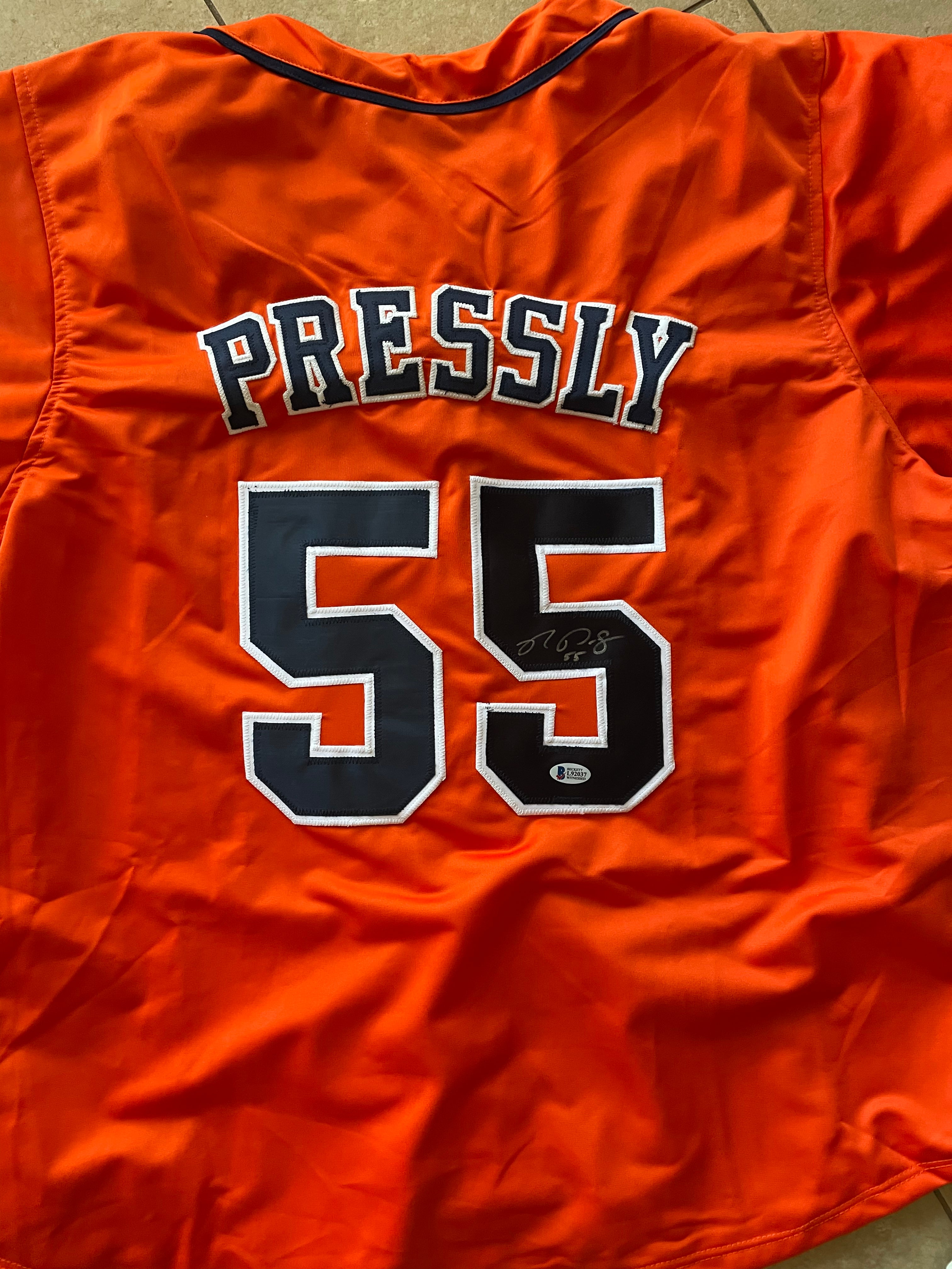 Ryan Pressley Autographed Custom Orange Jersey image 0